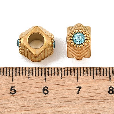 304 Stainless Steel Rhinestone European Beads RB-CBA72D5-04G-01-1