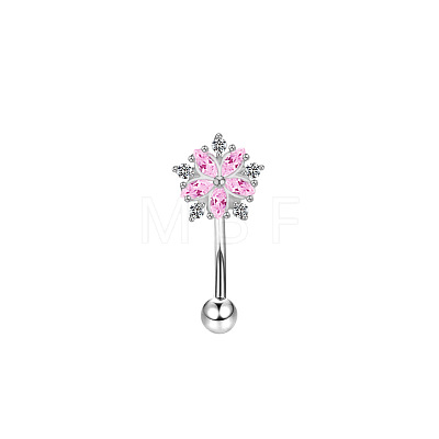 Flower 304 Stainless Steel Cubic Zirconia Eyebrow Curved Barbell Rings WG008EB-01-1