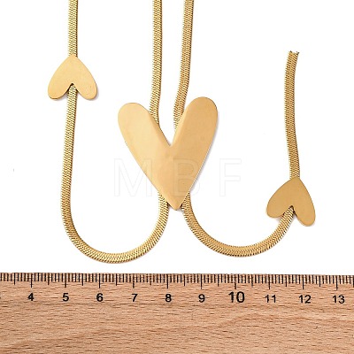 304 Stainless Steel Heart Y Necklaces NJEW-R026-30G-1