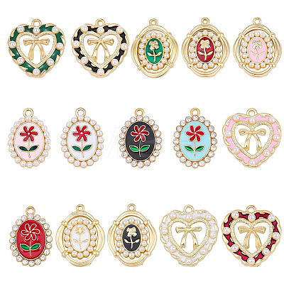 30Pcs 15 Styles Alloy Enamel Pendants FIND-SC0023-25-1