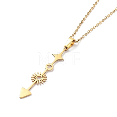 201 Stainless Steel Arrow & Sun & Star Pendant Necklace with Cable Chains NJEW-Q317-10G-1