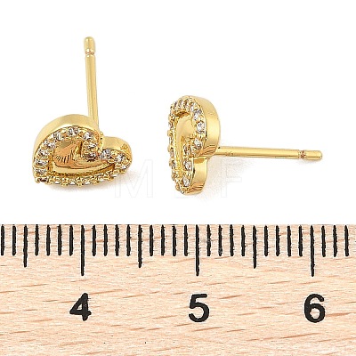 Brass Micro Pave Clear Cubic Zirconia Stud Earrings EJEW-R016-26G-05-1