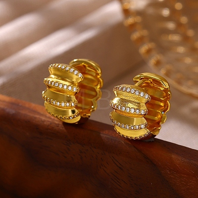 Brass Micro Pave Clear Cubic Zirconia Hoop Earrings for Women EJEW-T058-01A-G-1