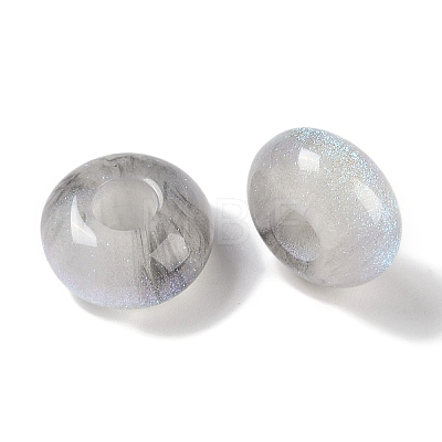 Resin European Beads with Glitter Powder RESI-F055-07A-1