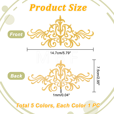  5Pcs 5 Colors Computerized Embroidery Polyester Iron on/Sew on Patches DIY-NB0007-79-1