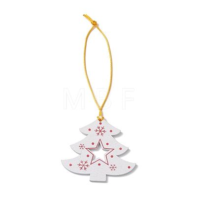 Christmas Wood Christmas Tree Pendant Decorations HJEW-JM02166-1