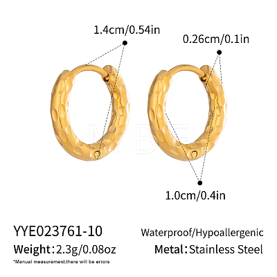 304 Stainless Steel Hammered Hoop Earrings KB6800-1-1