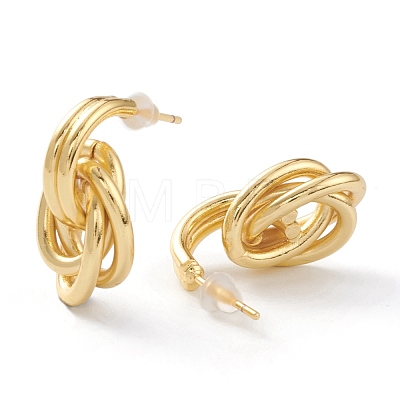 Brass Love Knot Earrings EJEW-A056-15G-1