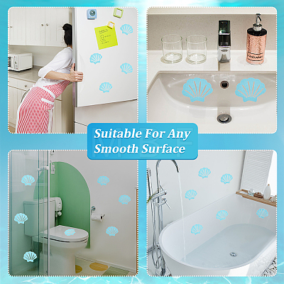 Shell-Shaped Rubber & Plastic Bathtub Non-Slip Stickers AJEW-WH0258-258B-1