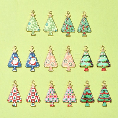 16Pcs 8 Colors Christmas Theme Rack Plating Alloy Pendants FIND-FS0002-98-1