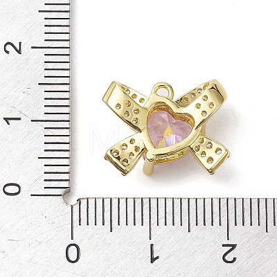 Rack Plating Brass Micro Pave Pink Cubic Zirconia Pendants KK-H463-10G-02-1