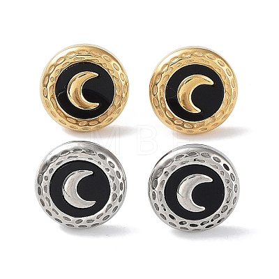 6 Pair 2 Color Crescent Moon Acrylic Stud Earrings EJEW-A024-13-1