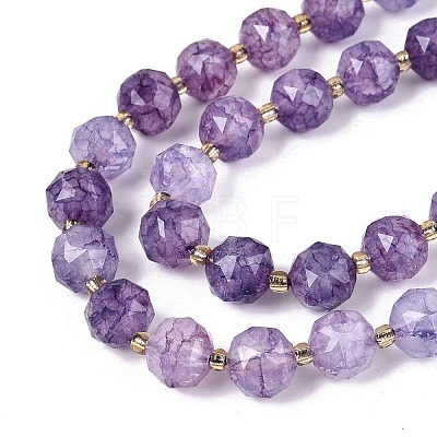 Ombre Effect Dyed Transparent Crackle Glass Beads Strands GLAA-Q111-10MM-03-1