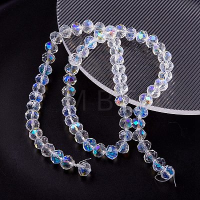 Electroplate Transparent Glass Beads Strands EGLA-YW0001-65B-1