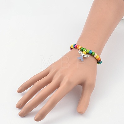 Kids Bracelets Wood Bead Stretch Bracelets BJEW-JB02020-05-1
