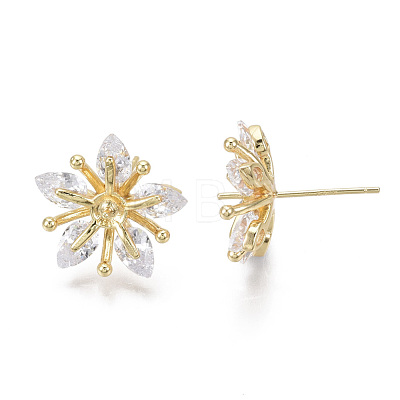 Brass Micro Pave Cubic Zirconia Stud Earring Findings KK-N233-009-NF-1