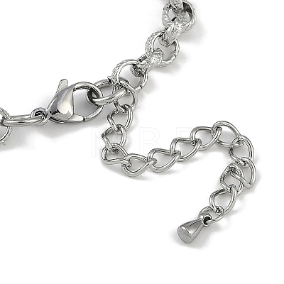 Anti-Tarnish 304 Stainless Steel Textured Rolo Chain Anklets AJEW-A057-03P-1