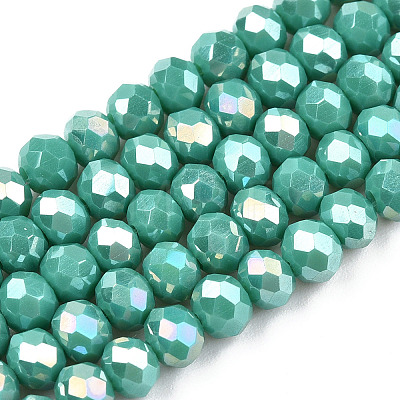 Electroplate Glass Beads Strands EGLA-A034-P8mm-B27-1