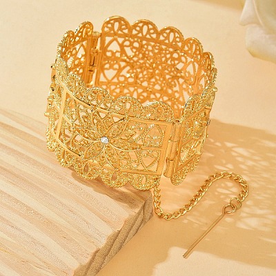 Flower Pattern Zinc Alloy with Crystal Rhineston Bangles FS-WG1639C-01-1