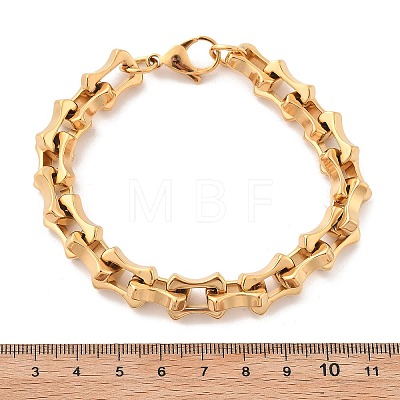 304 Stainless Steel Bone Link Bracelets for Women Men BJEW-F488-28G-1