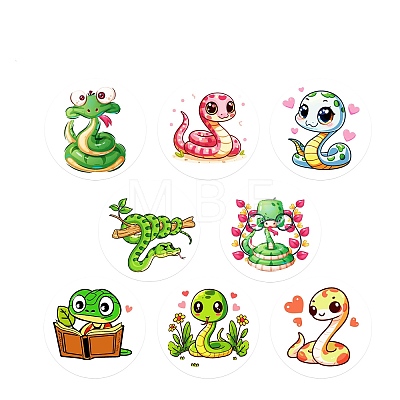 Round Paper Snake Cartoon Sticker Rolls PW-WG86171-01-1