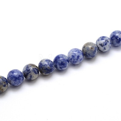 Natural Blue Spot Jasper Round Beads Strands G-O047-01-6mm-1
