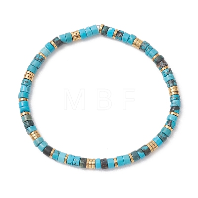 Natural Magnesite Beads Stretch Bracelet for Women BJEW-JB13215-01-1