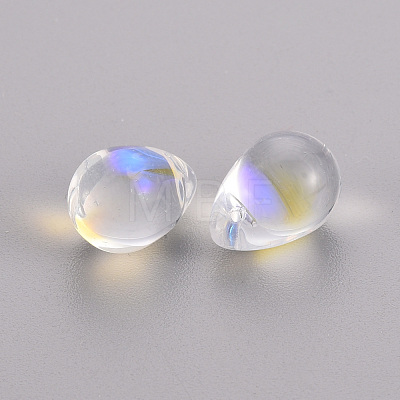 Transparent Spray Painted Glass Charms GLAA-T016-37-1