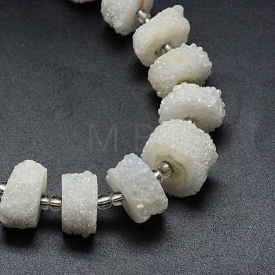 Natural Druzy Quartz Crystal Beads Strands G-F582-B12-1