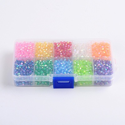 Ten Color Boxed Eco-Friendly AB Color Plated Transparent Acrylic Beads MACR-X0019-4mm-01-1