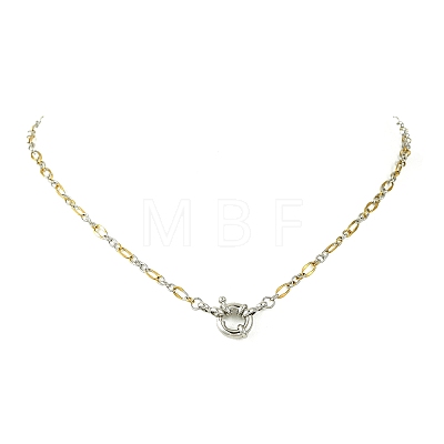 2Pcs 2 Colors 3MM Two Tone 304 Stainless Steel Figaro Chain Necklaces NJEW-JN06465-1