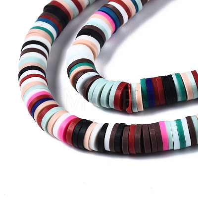 Flat Round Eco-Friendly Handmade Polymer Clay Bead Spacers CLAY-R067-4.0mm-M2-1