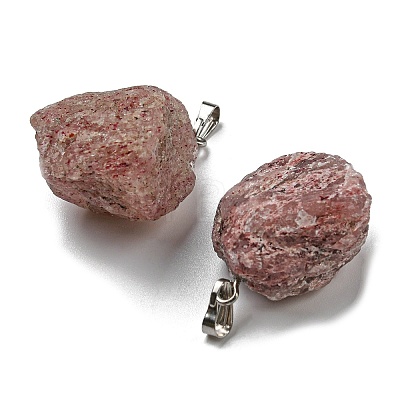 Raw Rough Natural Strawberry Quartz Pendants G-M405-02P-06-1