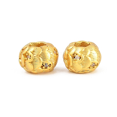 Brass Pave Clear Cubic Zirconia European Beads KK-A292-08MG-1