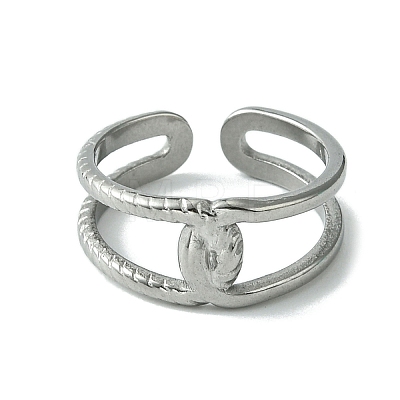 304 Stainless Steel Open Cuff Ring RJEW-L110-024P-1