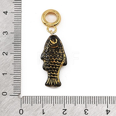 Brass Resin & Enamel European Dangle Charms KK-CBA217A-07G-02-1