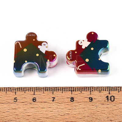 UV Plating Opaque Printed Acrylic European Beads OACR-N153-06E-1