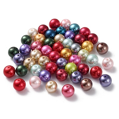Baking Painted Pearlized Glass Pearl Round Bead Strands HY-Q004-12mm-M-1