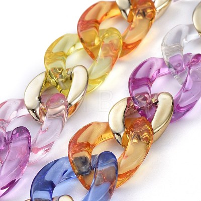 Personalized Rainbow CCB Plastic & Acrylic Curb Chain Necklaces NJEW-JN02878-02-1