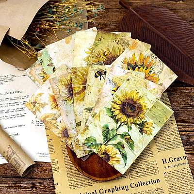 12Pcs Retro Sunflower Scrapbook Paper Pads PW-WGE6733-01-1