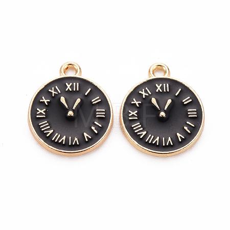 Clock Alloy Enamel Pendants ENAM-Q033-11B-1