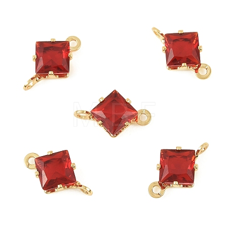 Brass Pave Cubic Zirconia Rhombus Connector Charms KK-P347-04G-03-1