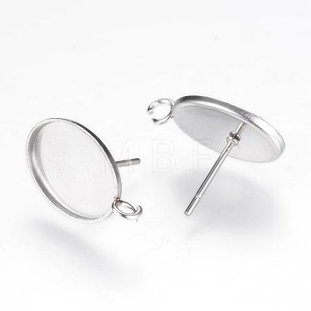 Non-Tarnish 304 Stainless Steel Stud Earring Settings MAK-R012-06-1