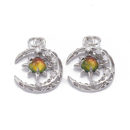 Brass Micro Pave Clear Cubic Zirconia Glass Pendants ZIRC-C024-06P-02-1