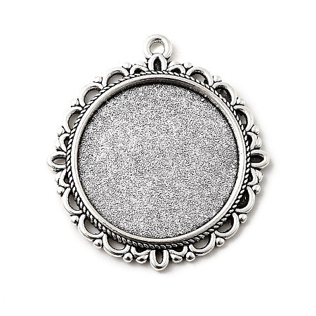 Tibetan Style Alloy Pendant Cabochon Settings X-TIBE-T003-06AS-RS-1