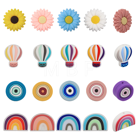 20Pcs 20 Style Silicone Beads SIL-CA0002-81-1