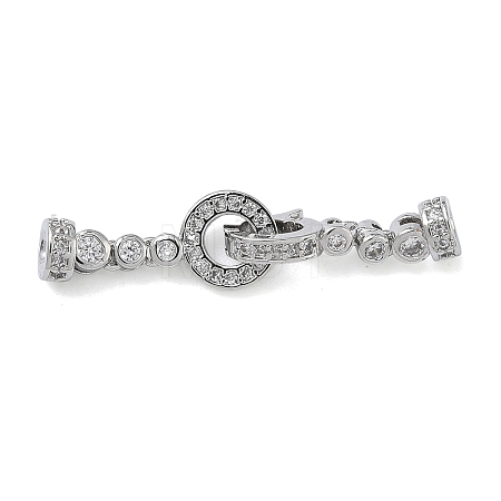 Ring Brass Micro Pave Clear Cubic Zirconia Fold Over Clasps KK-Z143-21P-1