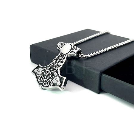 Titanium Steel Thor's Hammer Pendant Men's Retro Chain Stainless Steel Jewelry FE5422-1