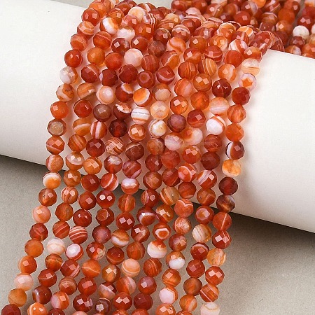 Natural Red Banded Agate Beads Strands G-B175-D22-4mm-1