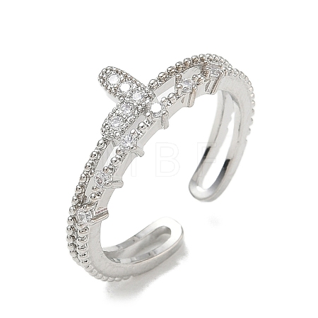 Brass Rhinestone Cuff Open Rings RB-CBADCCE-01P-1